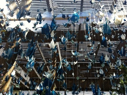 Ceiling display of cranes