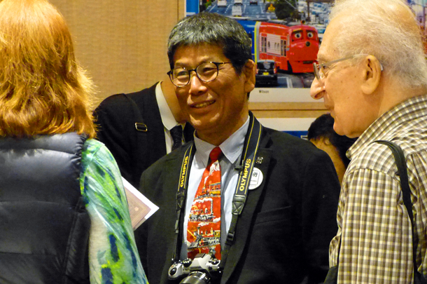 Mr. Sakurai answering questions from guests